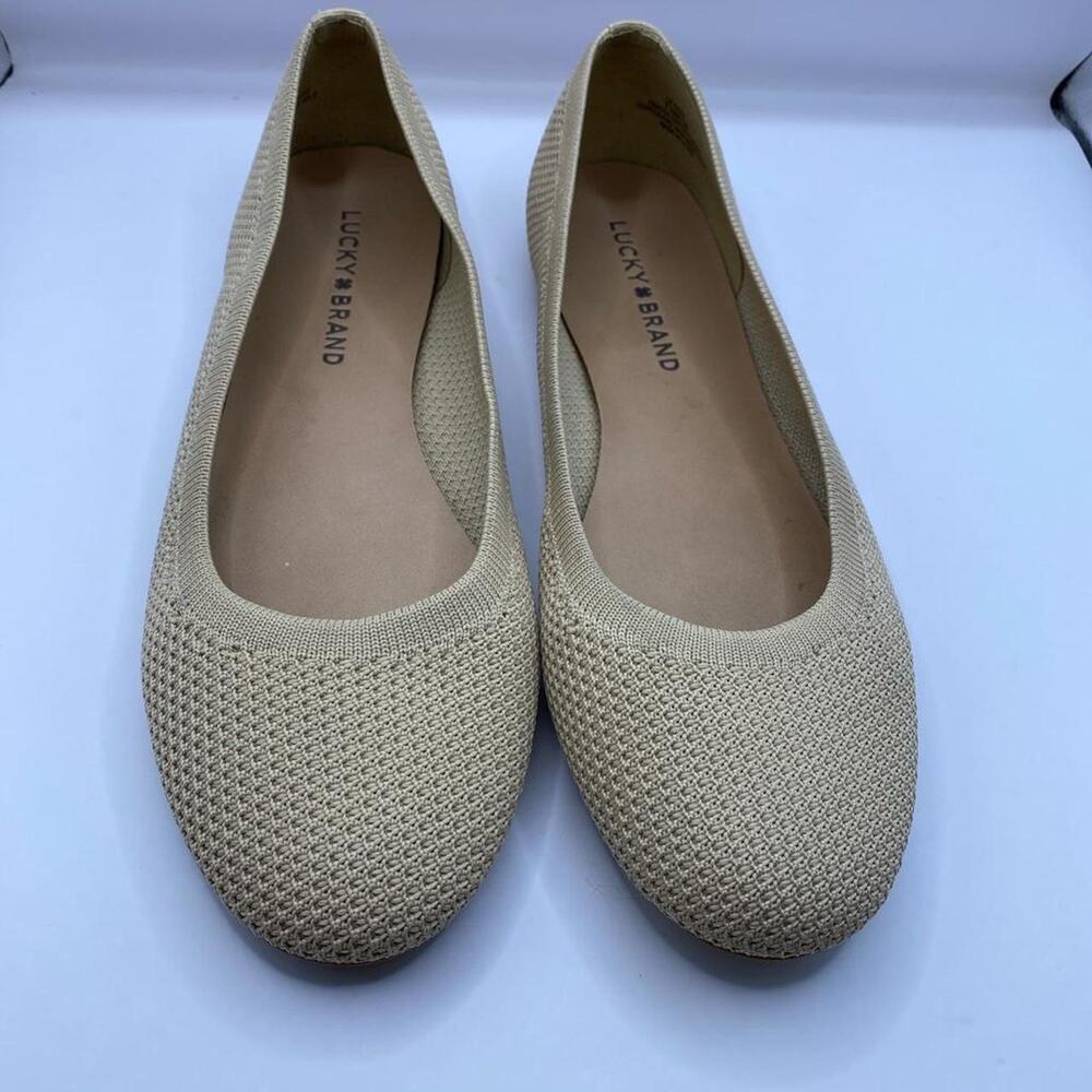 Women's Lucky Brand Cream Knit Ballet Flats Size 7.5